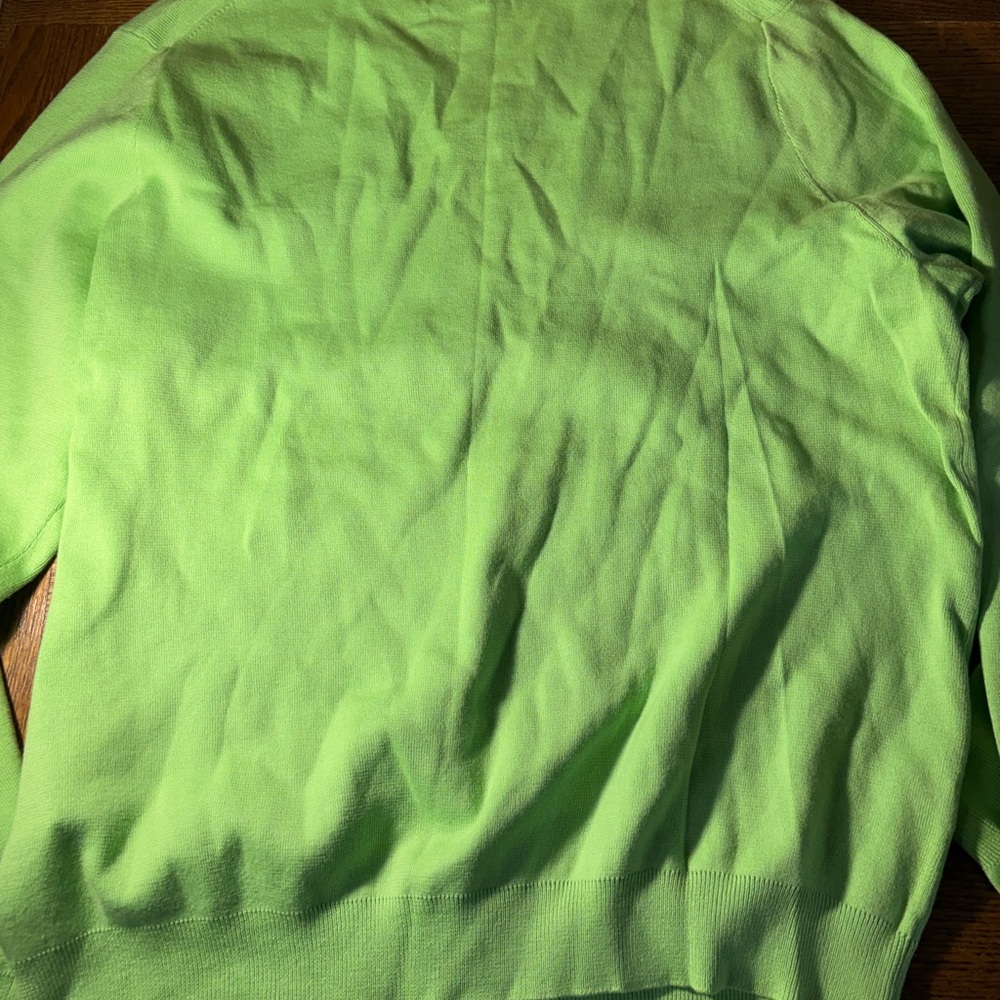 Ralph Lauren Lime Green Pullover Sweater Pima Cotton V Neck, L - Picture 6 of 7